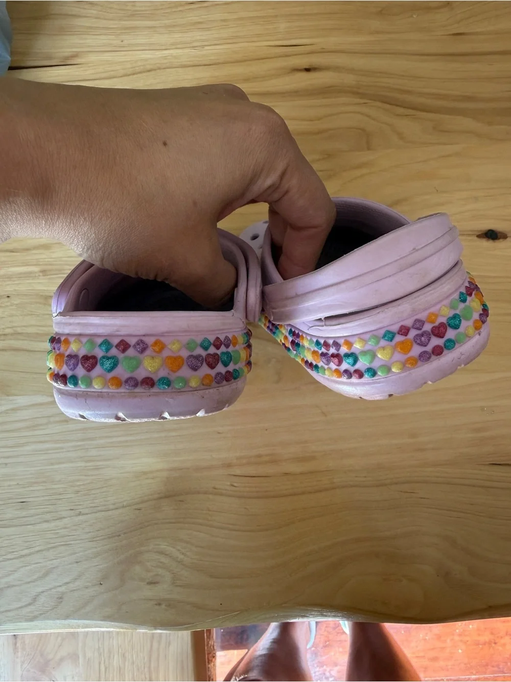 Toddler Girl Crocs with Rainbow Trim